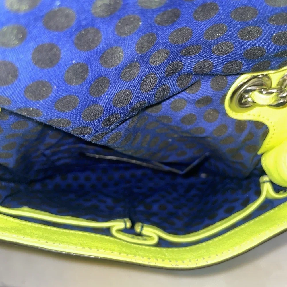 Rebecca Minkoff Bow Studded Shoulder Crossbody Bag Purse Neon Yellow Chain Strap